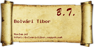 Bolvári Tibor névjegykártya